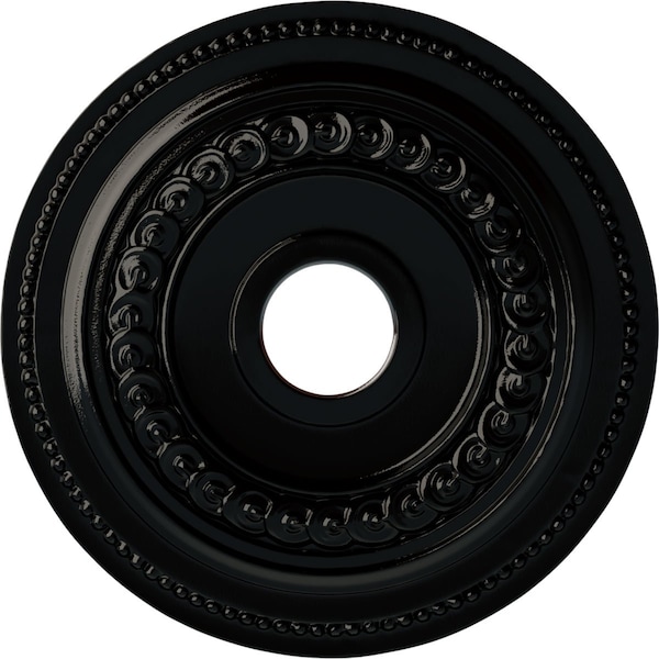 Ekena Millwork Oldham Ceiling Medallion (Fits Canopies up to 8 5/8"), 18"OD x 3 3/8"ID x 7/8"P, Black Pearl CM18OL1BPS - main